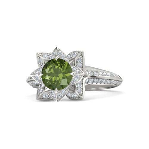 atjewels 925 Sterling Silver Round Cut Multi-Color Gemstone With White Czubic Zircon Lotus Ring For Women's MOTHER'S DAY SPECIAL OFFER - atjewels.in