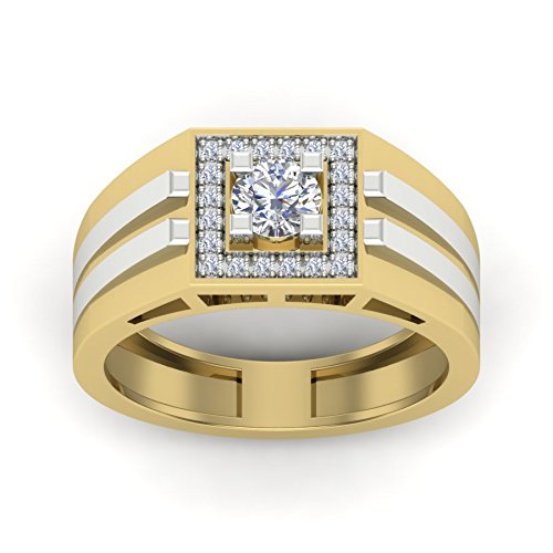 atjewels 18K Two Tone Gold Over White Diamond Engagement and Wedding Band Ring in .925 Silver MOTHER'S DAY SPECIAL OFFER - atjewels.in