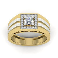 atjewels 18K Two Tone Gold Over White Diamond Engagement and Wedding Band Ring in .925 Silver MOTHER'S DAY SPECIAL OFFER - atjewels.in