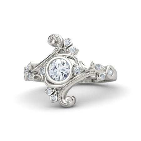 atjewels Platinum Over 925 Silver White Cubic Zirconia Disney Engagement and Flamenco Ring For Womens MOTHER'S DAY SPECIAL OFFER - atjewels.in