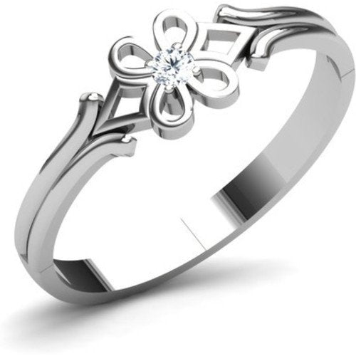 atjewels 14K White Gold Over Sterling in Prong set Engagement Ring for Women's MOTHER'S DAY SPECIAL OFFER - atjewels.in