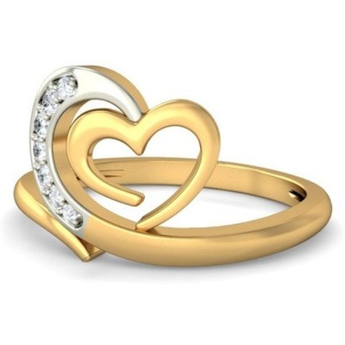 atjewels 0.055 CT 14K Two tone Gold Over Sterling White Diamond Heart Ring for Valentine GIFT MOTHER'S DAY SPECIAL OFFER - atjewels.in