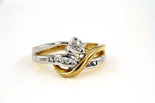 atjewels 0.26 CT 14K Solid Yellow and White Gold Plated On 925 Sterling Silver Round White Cubic Zirconia Lotus Flower Ring MOTHER'S DAY SPECIAL OFFER - atjewels.in