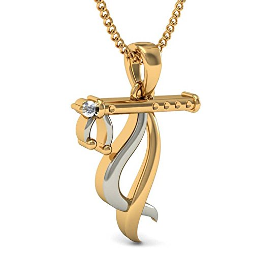 ATJewels Two-Tone Yellow & White Gold Over 925 Sterling Silver Krishna God Religious Pendant with White Cubic Zirconia Diamond - atjewels.in