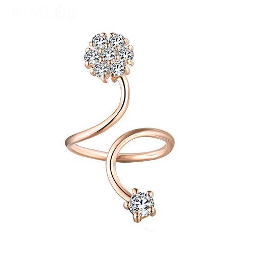 atjewels Round Cut White CZ 14k Rose Gold Over .925 Sterling Silver Flower Adjustable Nail Ring For Girl's & Women's For MOTHER'S DAY SPECIAL OFFER - atjewels.in