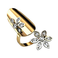 atjewels Round Cut White CZ 14k Yellow Gold Over .925 Sterling Silver Flower Adjustable Nail Ring For Girl's & Women's For MOTHER'S DAY SPECIAL OFFER - atjewels.in