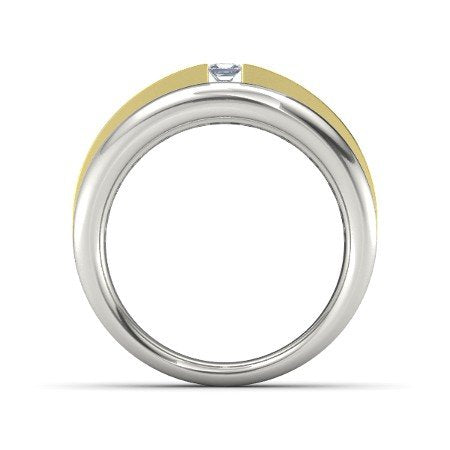 atjewels Princess Cut CZ Band Ring In 18K Yellow & White Gold Over Sterling Silver For Men's MOTHER'S DAY SPECIAL OFFER - atjewels.in