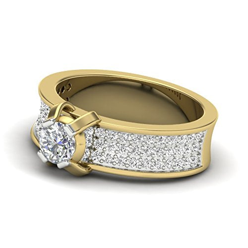 atjewels 18K Two Tone Gold Over White Diamond Solitaire w/Accents Engagement Ring in 925 Silver MOTHER'S DAY SPECIAL OFFER - atjewels.in