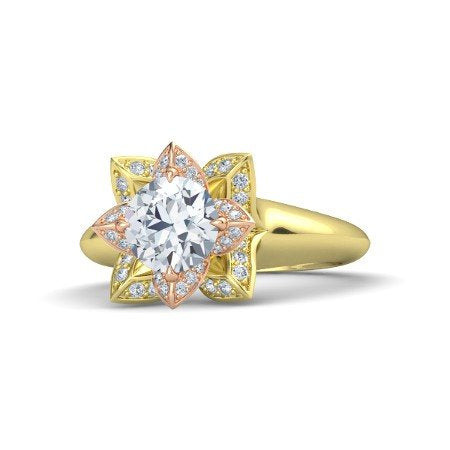 atjewels 14K Two tone Gold Over 925 Silver White CZ Disney Princess Tiana Engagement & Anniversary Ring MOTHER'S DAY SPECIAL OFFER - atjewels.in