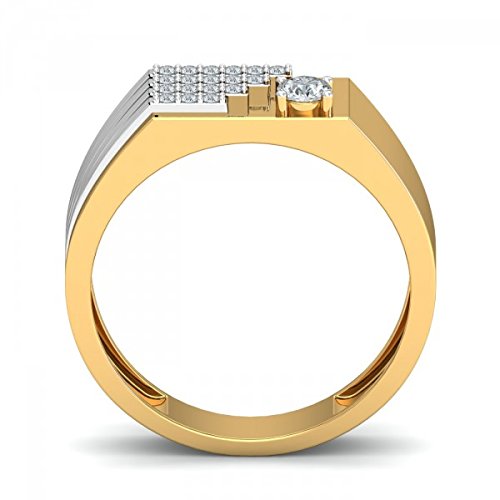 atjewels 18K Yellow Gold On Solid 925 Sterling Silver White Simulated Diamond Men's Ring For Free Size MOTHER'S DAY SPECIAL OFFER - atjewels.in