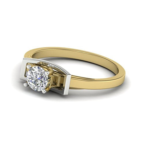 atjewels 18K Two Tone Gold Over White Diamond Solitaire Belt Ring in .925 Silver for Women's MOTHER'S DAY SPECIAL OFFER - atjewels.in
