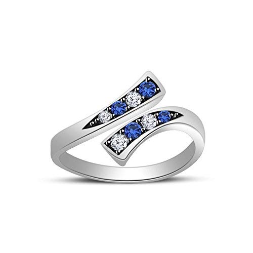 atjewels Round Cut Sapphire & White CZ .925 Sterling Silver Halo Jewelry Set for Girl's & Women's for Navratri Special - atjewels.in