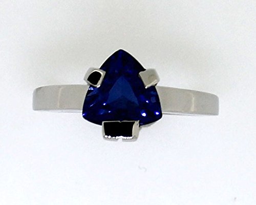 atjewels 925 Sterling Silver Triangle Cut Blue Sapphire Solitaire Size US 7 MOTHER'S DAY SPECIAL OFFER - atjewels.in