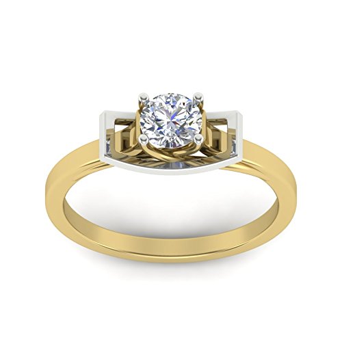 atjewels 18K Two Tone Gold Over White Diamond Solitaire Belt Ring in .925 Silver for Women's MOTHER'S DAY SPECIAL OFFER - atjewels.in