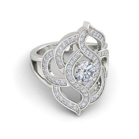 atjewels Solid 925 Sterling Silver Round cut White Cubic Zirconia  Cocktail Brilliant Ring Free Size MOTHER'S DAY SPECIAL OFFER - atjewels.in