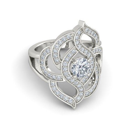 atjewels Solid 925 Sterling Silver Round cut White Cubic Zirconia Disney Cocktail Brilliant Ring Free Size MOTHER'S DAY SPECIAL OFFER - atjewels.in