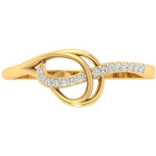 atjewels 0.06 CT 14K Yellow Gold Over Sterling White CZ Diamond Cocktail Ring for Women's MOTHER'S DAY SPECIAL OFFER - atjewels.in