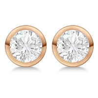 atjewels 14K Rose Gold Over .925 Silver Round White CZ Bezel Setting Stud Earrings MOTHER'S DAY SPECIAL OFFER - atjewels.in