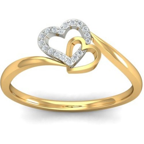 Anopchand Tilokchand Jewellers 0.18 Ct 14K Yellow Gold Over Sterling Round White Cz Cross Heart Ring For Women - atjewels.in