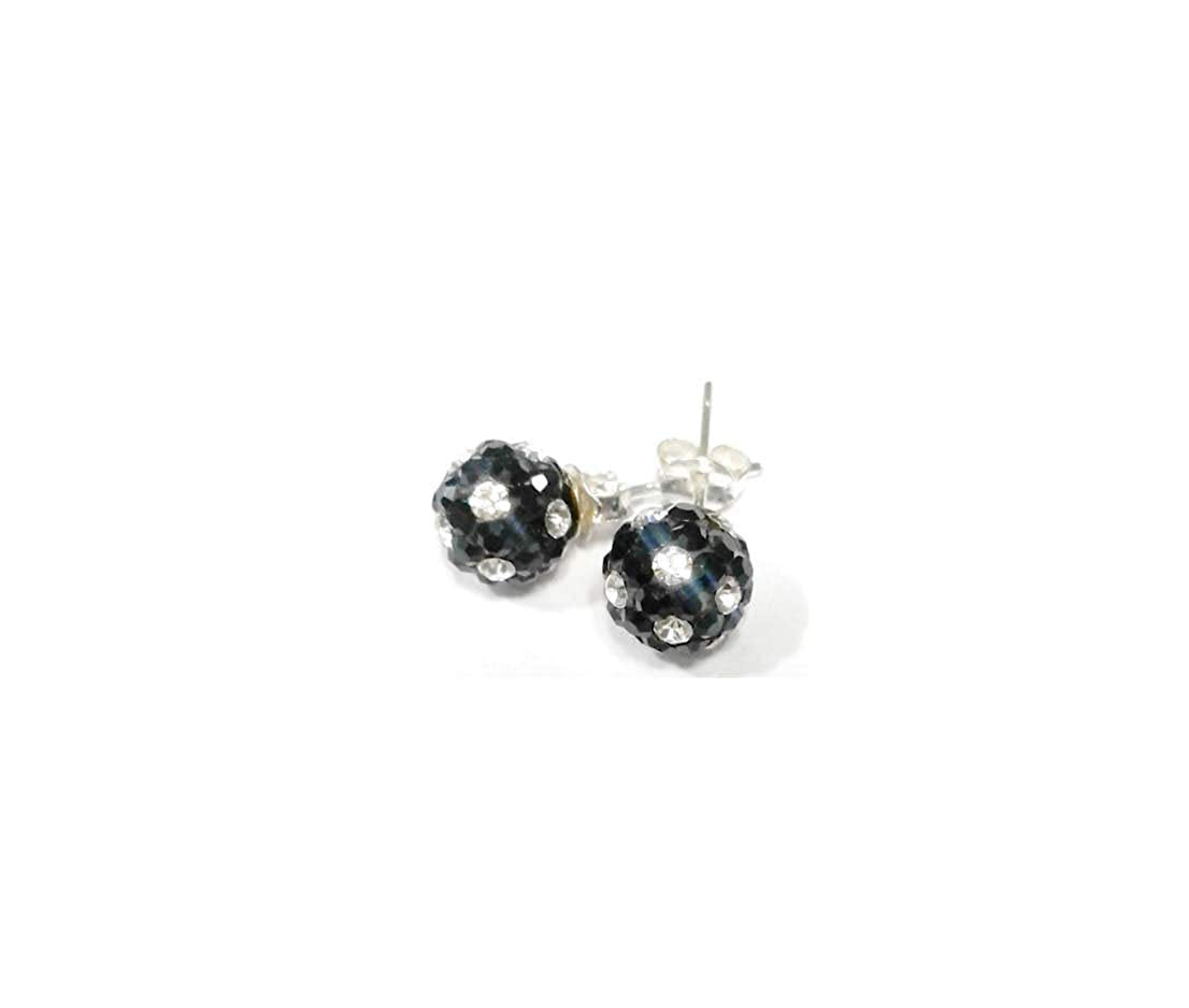 atjewels Round Cut Crystal Sterling Silver Pave Ball Stud Earrings, Crystal Fireball Disco Ball Earrings 1 Pair For Girl's and Women's Fancy Party Wear Earrings - atjewels.in