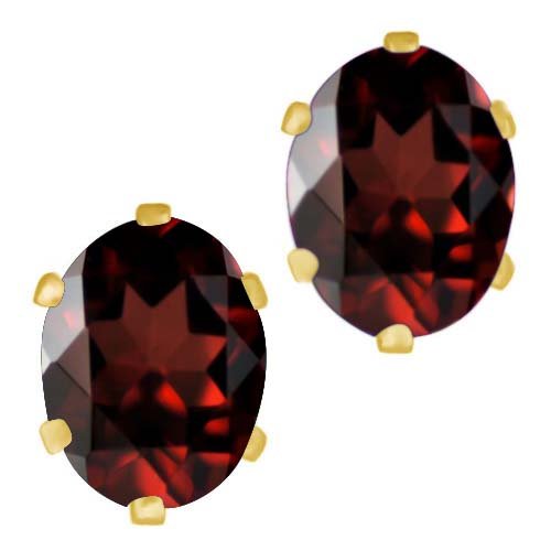 atjewels 14K Yellow Gold Over Sterling Silver Oval Red Garnet Stud Earrings For Women's MOTHER'S DAY SPECIAL OFFER - atjewels.in