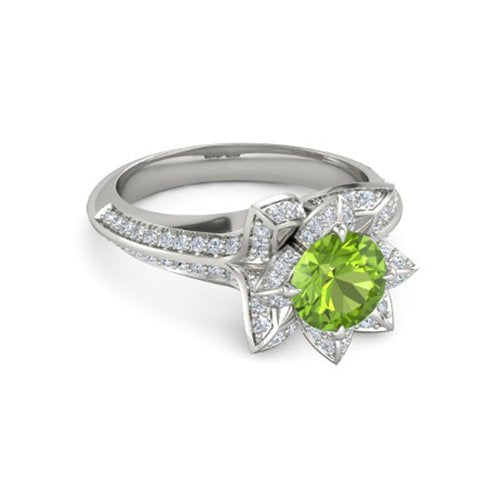 atjewels 925 Sterling Silver Round Cut Multi-Color Gemstone With White Czubic Zircon Lotus Ring For Women's MOTHER'S DAY SPECIAL OFFER - atjewels.in
