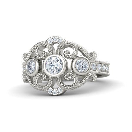 atjewels 14k White Gold On 925 Silver White Simulated Diamond Disney Princess Mulan Engagement Ring MOTHER'S DAY SPECIAL OFFER - atjewels.in