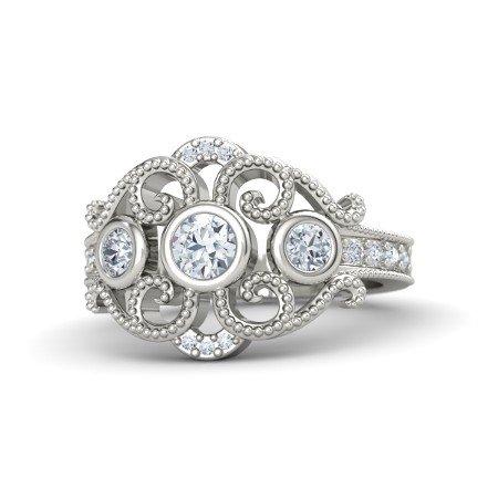 atjewels 14k White Gold On 925 Silver White Simulated Diamond  Princess M Engagement Ring MOTHER'S DAY SPECIAL OFFER - atjewels.in