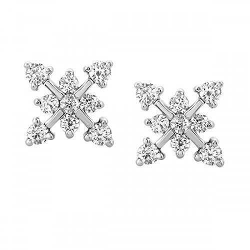 atjewels Flower Stud Earrings Round White Zirconia in 14K White Gold Over 925 Sterling Silver For Women's MOTHER'S DAY SPECIAL OFFER - atjewels.in