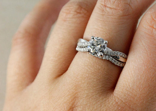 1 CT 925 Sterling Silver Round Cut Diamond Engagement Band Ring
