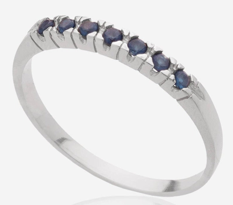 0.15 CT Blue Sapphire White Gold Over 925 Sterling Sliver Women Anniversary Promise Ring