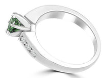 1 CT Round Cut Green Emerald Diamond 925 Sterling Silver Women Engagement Ring