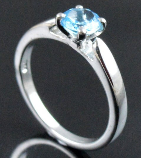 1 CT Round Cut Blue Topaz White Gold Over 925 Sterling Sliver Women Anniversary Promise Ring