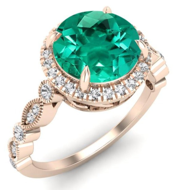 2 CT Round Cut Green Emerald Diamond 925 Sterling Silver Engagement Birthday Ring Gift For Her - atjewels.in