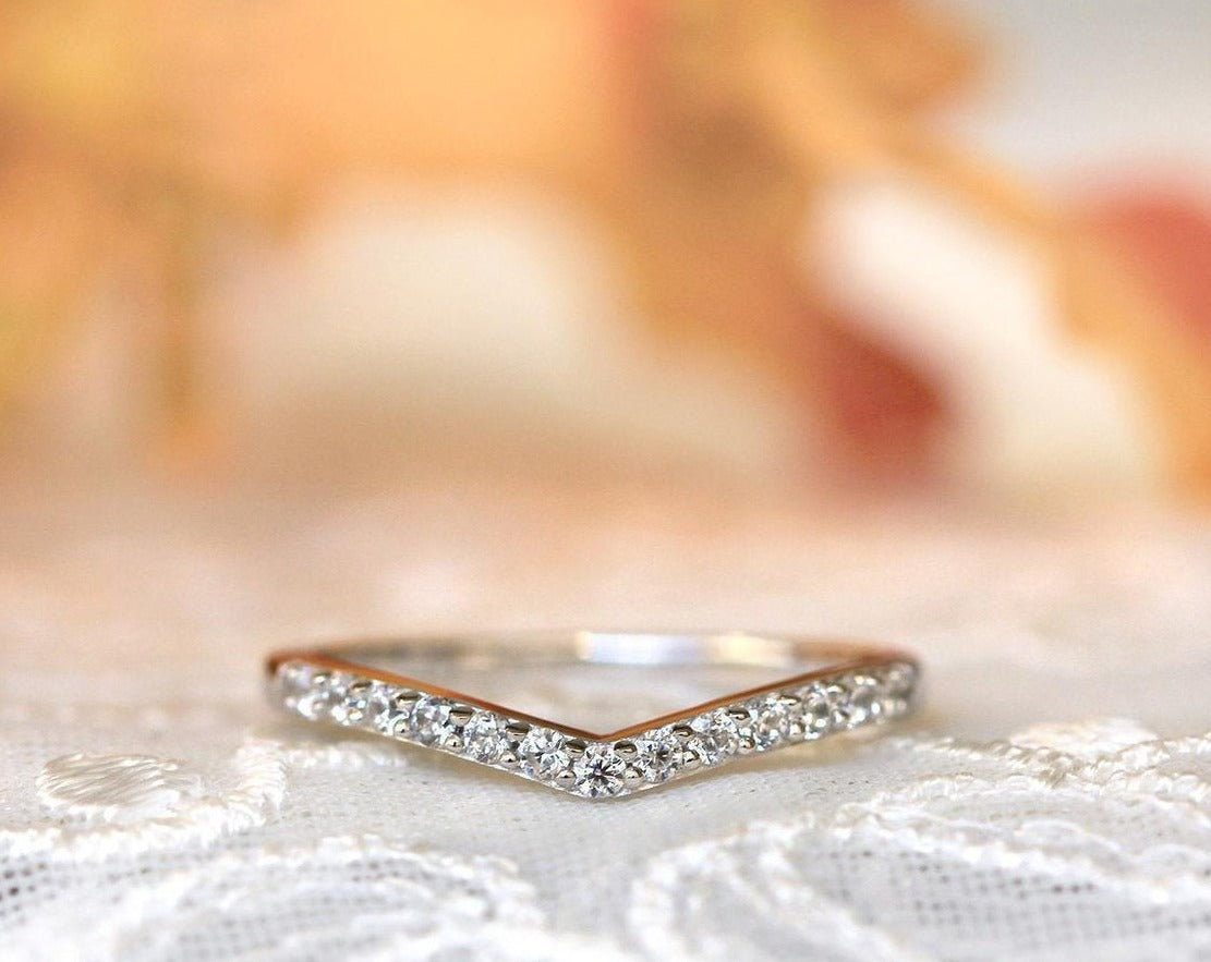 0.25 Brilliant Cut Diamond 925 Sterling Silver Curve Wedding Half Eternity Band Ring