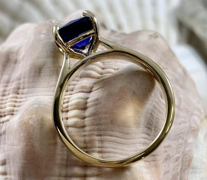 2 CT Cushion Cut Blue Sapphire 925 Sterling Silver Women Engagement Solitaire Ring