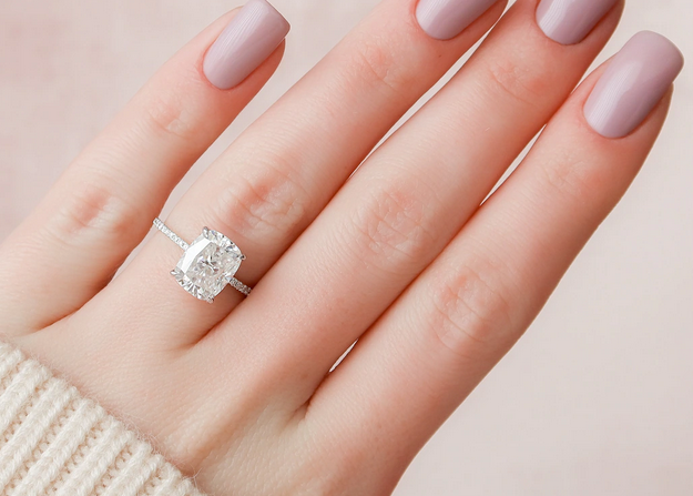 4 CT Cushion Cut White Gold Over On 925 Sterling Silver Solitaire W/Accents Engagement Ring