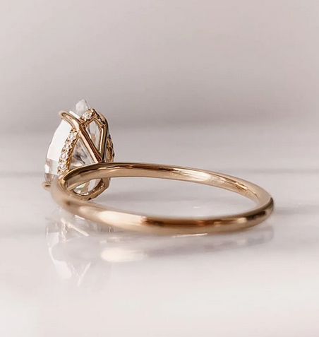 3 CT Pear Cut Rose Gold Over On 925 Sterling Silver Solitaire Anniversary Ring