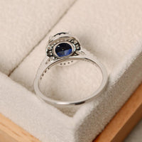 1.75 Ct Oval Cut Blue Sapphire 925 Sterling Silver Halo Diamond Engagement Ring