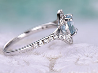 1 CT Round Cut Aquamarine White Gold Over On 925 Sterling Silver Bypass Engagement Ring