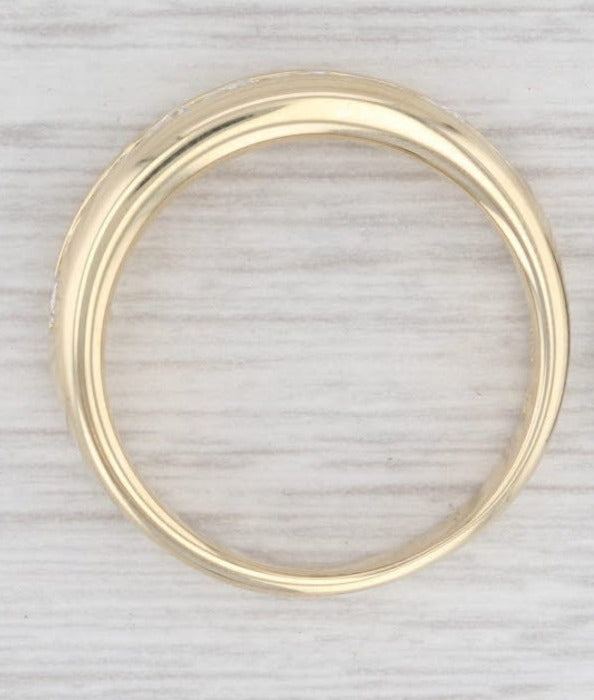 0.90 CT Round Cut Diamond 14K Yellow Gold Over 925 Sterling Silver Wedding Band Ring