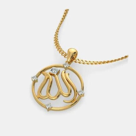 0.20 Ct Round Cut Diamond Yellow Gold Over On 925 Sterling Silver Fadheela Pendant