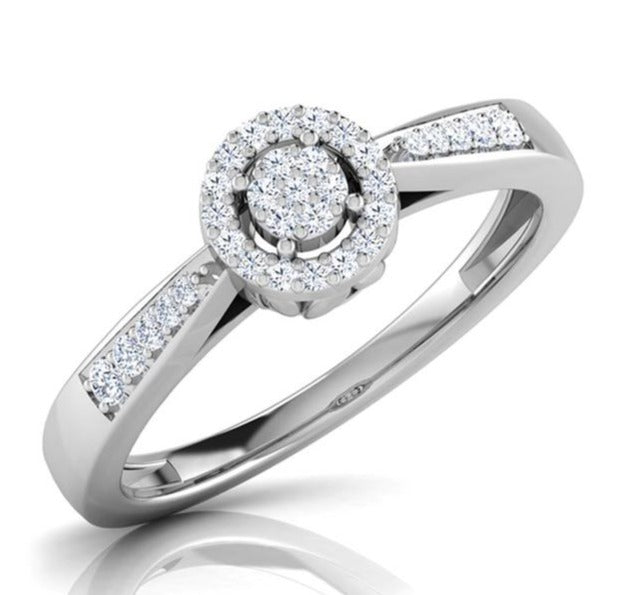 0.13 CT 925 Sterling Silver Round Cut Diamond Engagement Wedding Ring
