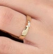 0.05 CT Round Cut Diamond Yellow Gold Over 925 Sterling Sliver Women Engagement Wedding Band Ring