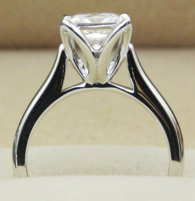 1 CT Princess Cut Diamond 925 Sterling Sliver Women Engagement Solitaire Promise Ring