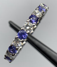 2 CT Round Cut Blue Sapphire Diamond 925 Sterling Silver Women Anniversary Band Ring