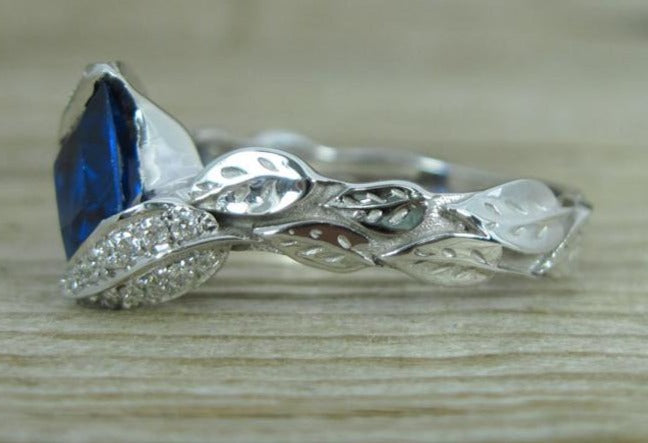 1 CT Princess Cut Blue Sapphire Diamond 925 Sterling Silver Women Anniversary Bypass Ring