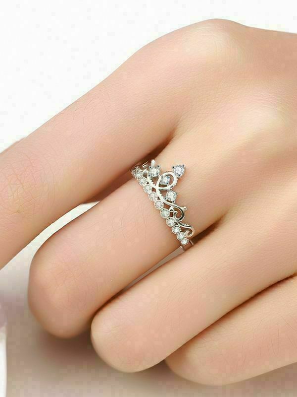 0.50 Ct Round Cut Diamond 925 Sterling Silver Princess Crown Style Engagement Wedding Ring