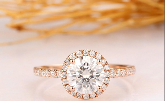 1 CT Round Cut Diamond Rose Gold Over On 925 Sterling Silver Halo Wedding Ring