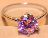 2 CT Round Cut Pink Sapphire Diamond 925 Sterling Silver Women's Solitaire Engagement Ring